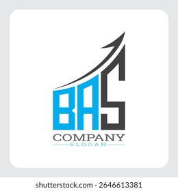 BAS Company Logo Design Growth vector, BAS Upward Arrow Business Success Logo vector, Corporate Branding BAS Logo Concept vector, BAS Modern Financial Growth Chart Logo vector,