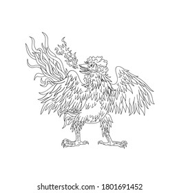 Basan Basabasa oder Inuhoo Wings Spread Front Ukiyo-E oder Ukiyo Black-White Style