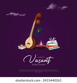 Basant Panchami, also known as Vasant Panchami, is a Hindu festival that marks the arrival of spring. Vector illustration.