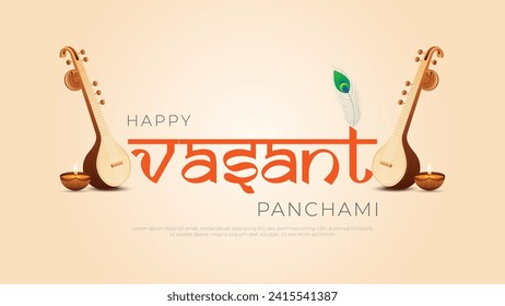 Basant Panchami, also known as Vasant Panchami, is a Hindu festival that marks the arrival of spring. vector illustration.