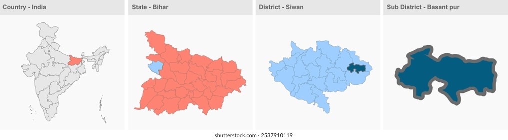 Basant pur map (District Siwan, State Bihar, Republic of India) ,Siwan District, Bihar State, Republic of India, Government of Bihar, Indian territory, Eastern India, politics, village, tourism