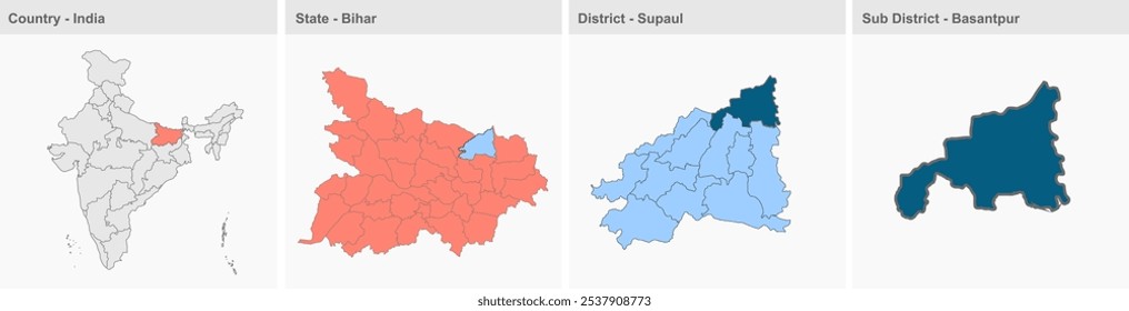 Basantpur map (District Supaul, State Bihar, Republic of India) ,Supaul District, Bihar State, Republic of India, Government of Bihar, Indian territory, Eastern India, politics, village, tourism