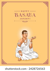 Basava Jayanti greeting design template. Vector illustration of Basava.