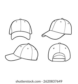 Basball caps set element vector