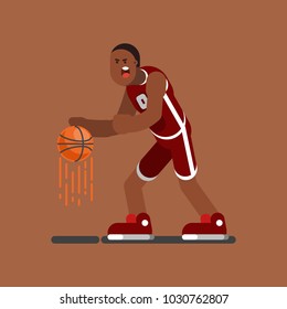 Bascketball player leads the ball