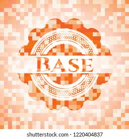 Base abstract emblem, orange mosaic background