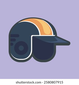 base ball helmet with outline flat vector design.