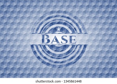 Base blue emblem with geometric pattern.