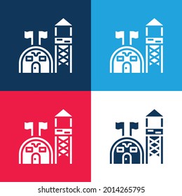 Base blue and red four color minimal icon set