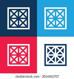 Conjunto mínimo de iconos azul y rojo de cuatro colores