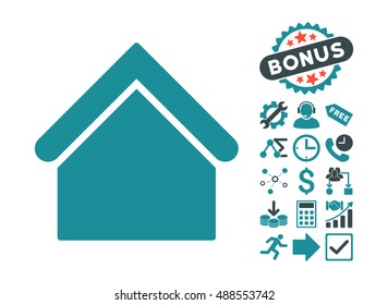 Base Building icon with bonus icon set. Vector illustration style is flat iconic bicolor symbols, soft blue colors, white background.