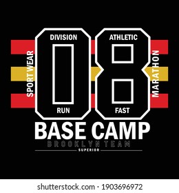 Base Camp Sport Division Stylish Typography Graphic T shirt Stock Vector Illustration