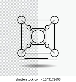 Base, center, connection, data, hub Line Icon on Transparent Background. Black Icon Vector Illustration