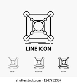 Base, center, connection, data, hub Icon in Thin, Regular and Bold Line Style. Vector illustration