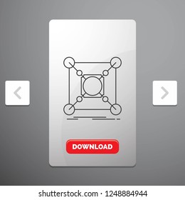 Base, center, connection, data, hub Line Icon in Carousal Pagination Slider Design & Red Download Button