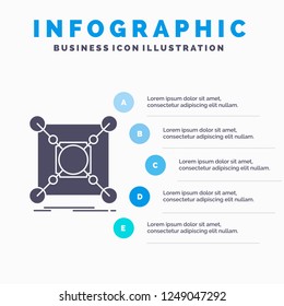 Base, center, connection, data, hub Infographics Template for Website and Presentation. GLyph Gray icon with Blue infographic style vector illustration.