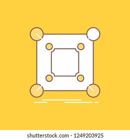 Base, center, connection, data, hub Flat Line Filled Icon. Beautiful Logo button over yellow background for UI and UX, website or mobile application