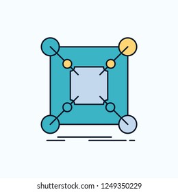 Base, center, connection, data, hub Flat Icon. green and Yellow sign and symbols for website and Mobile appliation. vector illustration
