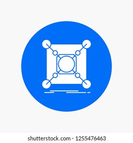 Base, center, connection, data, hub White Glyph Icon in Circle. Vector Button illustration
