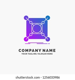 Base, center, connection, data, hub Purple Business Logo Template. Place for Tagline.