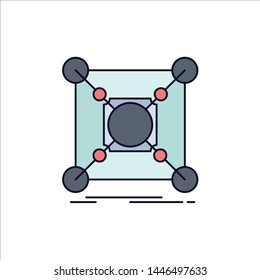 Base, center, connection, data, hub Flat Color Icon Vector