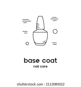 Base coat for nails icon. Manicure and pedicure. Beauty products and online shopping. Can be used as illustration in magazine, banner, social media, highlights, web design. Vector illustration