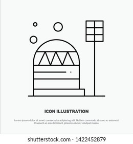 Base, Colony, Construction, Dome, Habitation Line Icon Vector