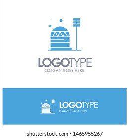 Base, Colony, Construction, Dome, Habitation Blue Solid Logo with place for tagline. Vector Icon Template background
