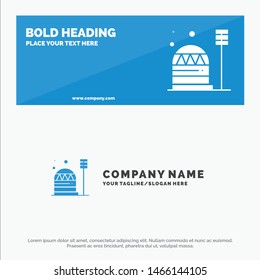 Base, Colony, Construction, Dome, Habitation SOlid Icon Website Banner and Business Logo Template. Vector Icon Template background