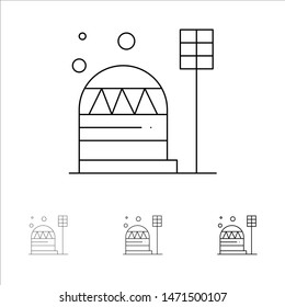 Base, Colony, Construction, Dome, Habitation Bold and thin black line icon set