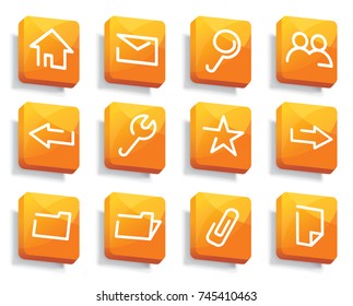 Base computer icons on orange buttons. Vector illustration