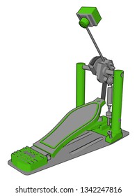 Base drum pedal, music vector color drawing or illustration