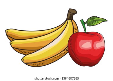 Base Fresh fruit nutrition healthy hand drawn
