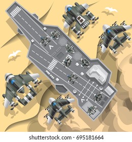 The base of futuristic ships.Vector illustration. View from above.