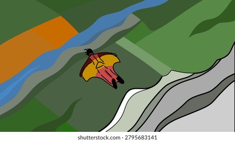 BASE Jumping landscape, color vector illustration