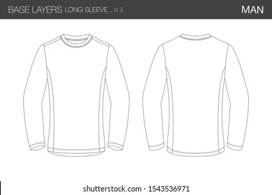 Base Layer Long Sleeved T Shirt Male Technical Vectorial Template