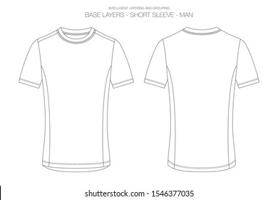 Base Layer Vector Illustration. Outlines, Stitches and Isolated Background for Technical Design and Mockup