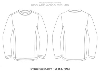 Base Layer Vector Illustration. Outlines, Stitches and Isolated Background for Technical Design and Mockup