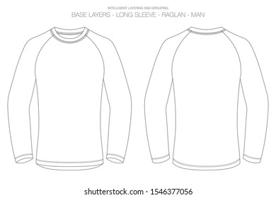 Base Layer Vector Illustration. Outlines, Stitches and Isolated Background for Technical Design and Mockup