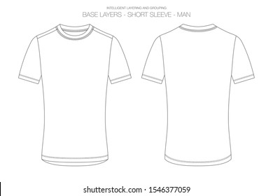 Base Layer Vector Illustration. Outlines, Stitches and Isolated Background for Technical Design and Mockup