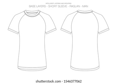 Base Layer Vector Illustration. Outlines, Stitches and Isolated Background for Technical Design and Mockup
