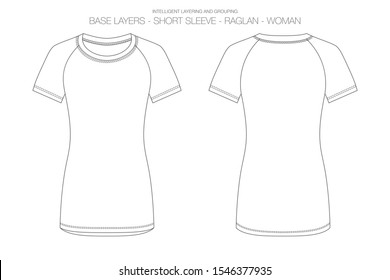 Base Layer Vector Illustration. Outlines, Stitches and Isolated Background for Technical Design and Mockup