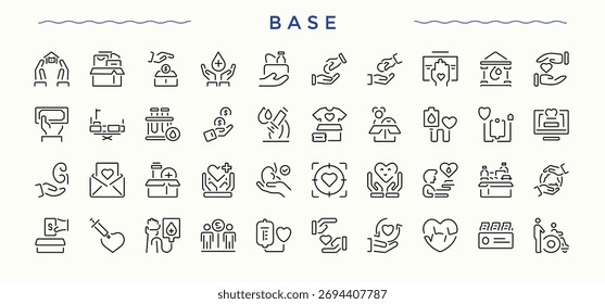 Base line icon set. Celebrity minimal icons collection. Trendy minimal icons. Vip icon pack. Editable vector illustration.