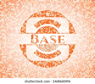 Base orange tile background illustration. Square geometric mosaic seamless pattern with emblem inside.