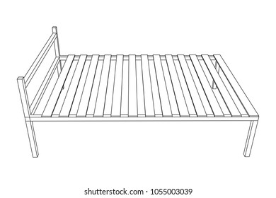 Base orthopedic bed wireframe low poly mesh vector illustration.