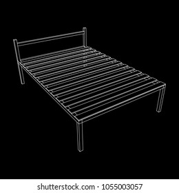 Base orthopedic bed wireframe low poly mesh vector illustration.