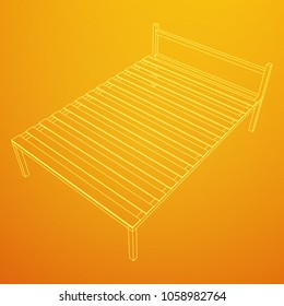 Base orthopedic bed wireframe low poly mesh vector illustration.
