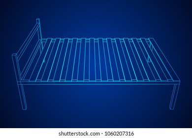 Base orthopedic bed wireframe low poly mesh vector illustration.