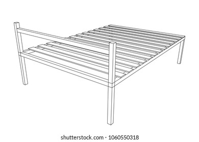 Base orthopedic bed wireframe low poly mesh vector illustration.