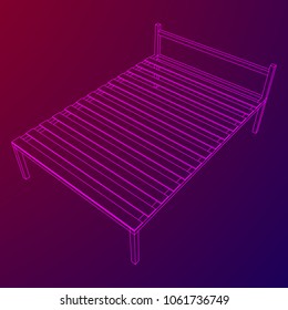 Base orthopedic bed wireframe low poly mesh vector illustration.